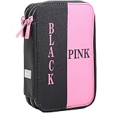 BBACK Blackpink &Uuml;&ccedil; Katlı Fermuarlı Kalem kutusu 51 Boya Kalemi Yeri 6 Geniş B&ouml;l&uuml;m