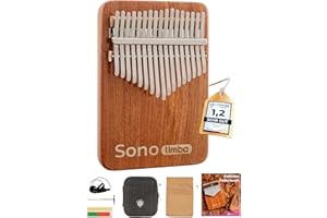 ‎SONODRUM Sonodrum Kalimba "Sonolimba" mit 17 Schlüsseln in C - Dur aus Korallenholz. Daumenklavier inkl. Set mit Liederbuch, Schutztasche, Stimmhammer und weiteres. Kalimba Instrument für Kinder und Erwachsene
