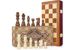 Peradix Echequiers en Bois 35 × 35cm,Grand Jeu D'échecs Magnétique Pliable,Jeux D'echec De Voyage,Echecs en Bois pour Enfants et Adultes Fête Voyage