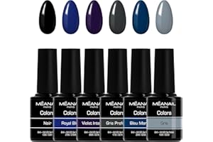MEANAIL Méanail Paris • Cofanetto 6 Smalti Semipermanenti per Unghie Gel UV LED • Set Blue Monday da 6 Colori Manicure Pedicure Nail Polish Soak Off • Vegan & Cruelty Free Norme CE Europee