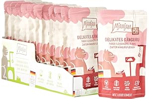 MjAMjAM - Mokra karma Premium dla kotów - Quetschie - Czysta mięsna przyjemność - Delikatne mięso z kangura pur, 12-pak (12 x 125g), bezzbożowa z dodatkowym mięsem