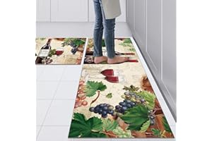 comfoyar 2 Pezzi Tappeti Cucina, Tappeto Cucina Antiscivolo Lavabile Impermeabile, Tappeto per Cucina, Zerbino Ingresso PVC 44 cm×75 cm + 44 cm×120 cm