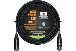 WORLDS BEST CABLES 10 Meter – Quad Balanced Microphone Cable CUSTOM MADE using Mogami 2534 wire and Neutrik NC3MXX-B Male & NC3FXX-B Female XLR Plugs.