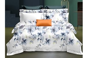 H HANSEL HOME Funda Nordica Cama 135 de 4 Piezas Transpirable Suave al Tacto 100% Microfibra, Funda Edredón 220x220m, Bajera 135x200cm con 2 Fundas de Almohada 50x75cm - Flores en Acuarela