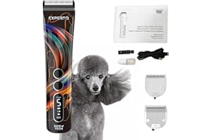 Show Tech Experto Tosatrice Professionale per Cani – Cordless con 5 velocità (5000–7000 Giri/min) – Lama in Ceramica con Rivestimento in Titanio – Display LCD, USB, Silenziosa – 0,25–2 mm