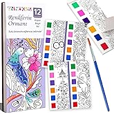 Animokids Renk Paletli Sulu Boya Kitabı + Fır&ccedil;a, 12 Sayfa Boyama Kitabı, Aktivite Boyama Seti, &Ccedil;ocuklar i&ccedil;in Yeni Nesil Sulu 