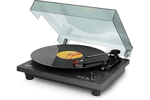 Lenco LS-10 - Giradischi con altoparlanti integrati - trasmissione a cinghia - velocità variabile - nero di alta qualità, 2 x 3 watt