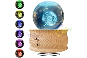 Wholede Kristallkugel Spieluhr, Hölzerne Spieluhren, Automatischer Farbwechsel Schneekugel, RGB Projektionsfunktion, Beruhigende Musik, Geburtstagsgeschenk für Mädchen Kinder und Erwachsene- Löwenzahn