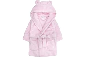 Metzuyan Baby Boys & Girls Unisex Dressing Gown (Ages 6-24 Months) Soft Plush Flannel Fleece Hooded Bath Robe