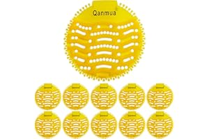 Qanmua 10 Stücke Urinalsieb mit Duft, Urinaleinlage ​Passend Pissoirsieb Lufterfrischer Einsatz 30 Tage Frischewirkung, Urinal Einleger Matte für Urinal und Jedes ​Pissoir Gelb