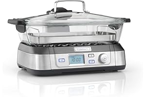 Cuisinart STM1000E Cuiseur à vapeur professionnel en verre, capacité 5L, 1800w, acier inoxydable
