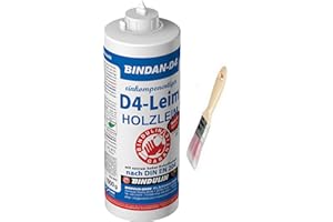 BINDULIN Holzleim Kunstharzleim BINDAN-D4 (1-Komponenten-D4-Leim) 1000 g Flasche inkl. Leimpsachtel und Pinsel von E-Com24 (BINDAN-D4 1000 ml)