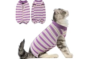 CITÉTOILE Katzenbody nach Op, Postoperative Katzenkleidung für Bauchwunden, Erholungsanzug Kleidung nach Der Operation Tragen, E-Halsband Alternative für Katzen Hunde, Lila, S