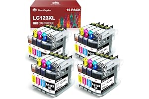 Toner Kingdom LC123 LC123XL Cartuchos de Tinta Compatibles para Brother LC123 LC-123 para Brother DCP-J132W DCP-J552DW DCP-152W MFC-J470DW DCP-J4110DW MFC-J6520DW MFC-J6920DW MFC-J4510DW(16 Paquetes)