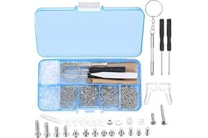 QEEROYO 500Pcs Juego de Herramientas de Reparación de Anteojos, Kit de Reparación de Gafas, con Tuercas de Tornillo Pequeñas, Almohadillas de Silicona para Nariz, Pinzas, Destornillador, Paño de Limpieza