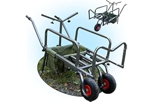 ‎IMLEX IMLEX Angelwagen IM-AW9805 - Klappbarer Angel Trolley bis 150 kg - Transportwagen mit Angelruten Halterung ideales Angler Zubehör - Anpassbare Räder - Maße 145x55x65 cm