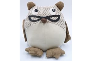 G.B. Fermaporta in stoffa morbido colore beige e nocciola a forma di gufo (21 x 18 x 10) peso 1kg