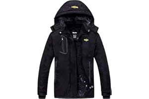 Wantdo Chaqueta de Esquí Cálida para Mujer con Forro Polar Chaqueta de Snowboard Impermeable con Capucha Abrigo de Montaña Impermeable Antiviento Mujer