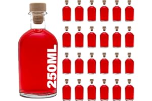 casavetro 24 Stück 250 ml Glasflaschen Leer New-Bost-HGK Kleine Apotheker-Flasche mit Korken Verschluss, 0,25 Liter l