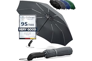 WILFORD & SONS Parapluie Pliant Compact - Automatique Ouverture/Fermeture Bouton et Sac | Résistant au Vent, Incassable Solide, Petit Mini, Télescopique, Noir, Facile, Étanche - Homme Femme Ombrelle Voyage