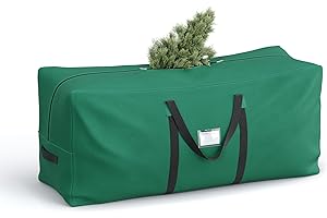 SONGMICS Christmas Tree Storage Bag, Tree Storage Container, up to 7.5 ft, Tree Holder Bag for Disassembled Holiday Tree, 600D Oxford Fabric, Long Handles, Forest Green RXS003G03