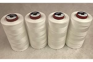 MARENT Moon Overlocking Thread 4 x 5000 Yards Polyester Moon Thread Cones White Black Natural Cream (Natural)