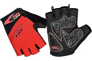 FDX Half Finger Cycling Gloves - Breathable, Gel Padded Protection, Anti-Slip - Fingerless Shock-absorbing Mitts for Mountain Bike, Road Bicycle, MTB, Riding, Men and Women