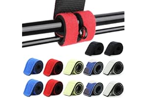 PLAPOT 12 Stück Angelrute Gürtel,Angelrutenriemen 6 Farben Angelrute Klettverschluss Riemen Einstellbar Angelrutenriemen Angel Rutenbänder für Bündeln Angelruten,Badmintonschläger,Golfschläger