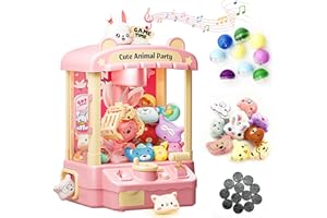 Bearbao Claw Machine for Kids, Mini Rabbit Vending Machine with Sound, Candy Grabber Prize Dispenser Toy with Mini Plush Toys and Balls, Electronic Arcade Game for Girls Boys Ages 3-8