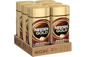 NESCAFÉ GOLD Original, löslicher Bohnenkaffee, Instant-Kaffee aus erlesenen Kaffeebohnen, koffeinhaltig, 6er Pack (6x200g)