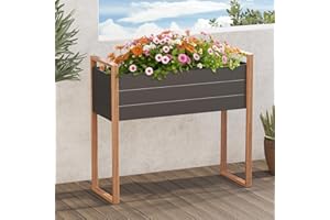 Grand patio Fioriera rialzata per giardino, aiuola rialzata in metallo, resistente alle intemperie, facile da montare, fioriera rialzata con fori di drenaggio per verdure, fiori, frutta (100 x 38 x 91