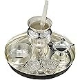 BENGALEN Silver Plated Pooja Thali Set 6 Inch Regular Puja Decorative for Home Mandir Office Wedding Return Gift Items