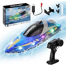 Barco RC De Alta Velocidad Con 2 Baterías – 15 Km/h, Giro De 180° Y Autoenderezado Para Piscina Y Lago