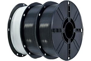 iBOSS Pla Plus (Pla +) Filamento Impresora 3d 2 Negro Y 1 Blanco 1,75 mm，PrecisióN Dimensional +/- 0,02 mm，Bobina De 1 Kg (2,2 Lbs) Filamento De ImpresióN 3d Para Impresora 3d