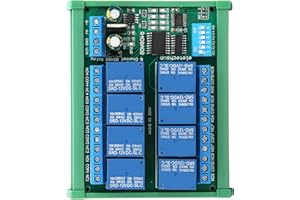 FAFEICY Relè DC 12V, scheda di espansione PLC relè RS485 a 8 canali per controllo remoto protocollo Modbus RTU(R4D8A08-R with DIN rail box)