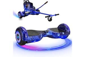 Gift Gadgets G1 Galaxy Blue Hoverboard & Hoverkart Bundle | Self-Balancing 6.5" Scooter with LED Lights & Bluetooth | Hoverboard and Kart Bundle | Hoverboard Go Kart Bundle for Kids, Teens, and Adults