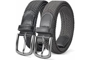 PLUSZIS Men’s Belt, Elastic Braided Belt, Stretch Woven Casual Belt 1 3/8", With Gif Box.