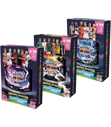 Topps Match Attax Bundesliga 2024/2025 – Pack De 2 Sobres Con 12 Cartas Cada Uno | Cartas Coleccionables De Fútbol Para Fans, Con Protección De Envío Heartforcards