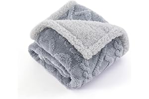 LE SURE Large Dog Blanket Washable - 80x100cm Waterproof Blanket for Medium Dogs and Large Cats, Soft Pet Throw Protects Bed and Sofa with Soft Plush, Grey