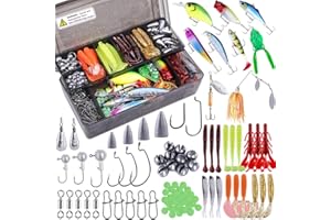 PLUSINNO Angelköder für Barsch, 16 Spinnerköder mit tragbarer Tragetasche, Barschköder, Forellenköder, Hartmetall-Spinnköder-Set