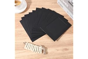 Jeqqinuz 30 Stück Fotogirlande Fotovorhang, 10x15 cm, DIY Kraftpapier Ramen Fotowand Fotobox Accessoires Fotohalter mit Klammern, 30 Kleine Holzklammern und 3 Stücke 78.7 Zoll Hanf Fotoleine(Schwarz)