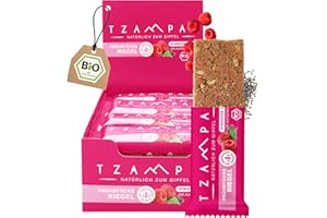‎TZAMPAS TZAMPAS Müsliriegel BIO 16x70g · Frühstücksriegel Clean Eating · Superfood Riegel · Sportlernahrung & Notfallnahrung · Himbeere Chia