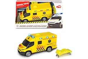 Dickie Toys - SOS Dutch Ambulance Iveco 1-32 Spielzeugauto mit Freilauf, Licht und Ton, 18 cm, ab 3 Jahren