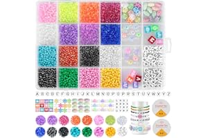 AiQInu Perline Per Braccialetti 3000 Pezzi, Perline Con Lettere, Kit Di Perline Per La Creazione Di Bracciali e Gioielli Fai Da Te, Ciondoli Per Adulti, Set Braccialetti Fai Da Te