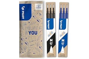 Pilot FriXion 0.7 wkład do pióra kulkowego, 6 sztuk w zestawie (niebieski, czarny)