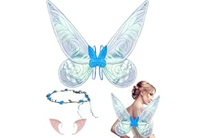 Huanuoda Feenflügel Erwachsene Feenflügel Kinder, Feen Flügel Damen Erwachsen Elfenflügel Halloween Kostüms für Karneval Geburtstag Weihnachten Feenkostüm Rollenspiele Themed Party (Blau)