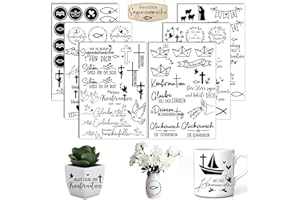 AOIUENOK Rub On Sticker Kommunion, 6 Stück A5 Rub On Aufkleber, Rub On Folie Transferaufkleber, Sprüche für Raysin, für Möbel, Glas, Holz, Scrapbooking, DIY Basteln Deko (Kommunion)