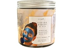 AYOMIN Savon Noir du Maroc au Nila, Gommage 100% Naturel - Gommage intense