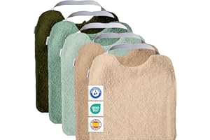 MIMUSELINA Set di 5 Bavaglini Neonato Impermeabili BLW in Spugna | Cotone Premium Oeko-Tex | Set Pappa Svezzamento Neonati | Grandi Bavaglini Asilo con Elastico al Collo | Realizzati a mano Spagna