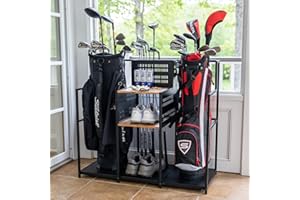 Teal Triangle Freestanding Golf Club Organizer, Stylish Heavy Duty Garage Storage Floor Stand, Holds Golf Bags Shoes Clubs Balls and More